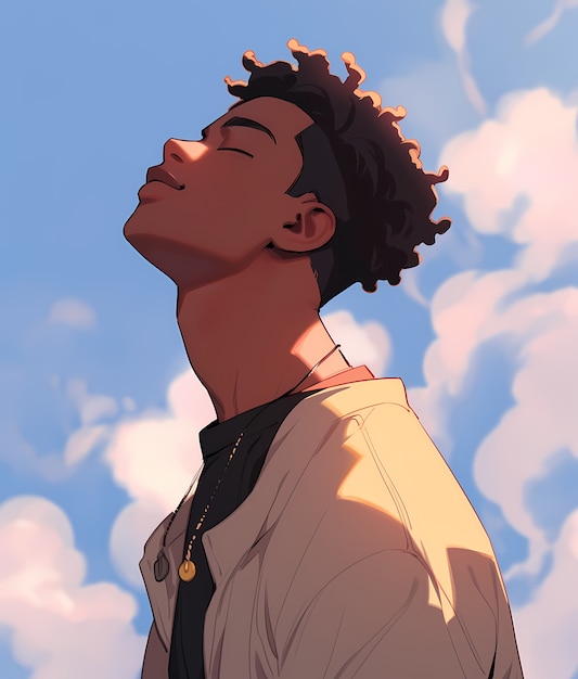 Medium shot anime style man portrait
