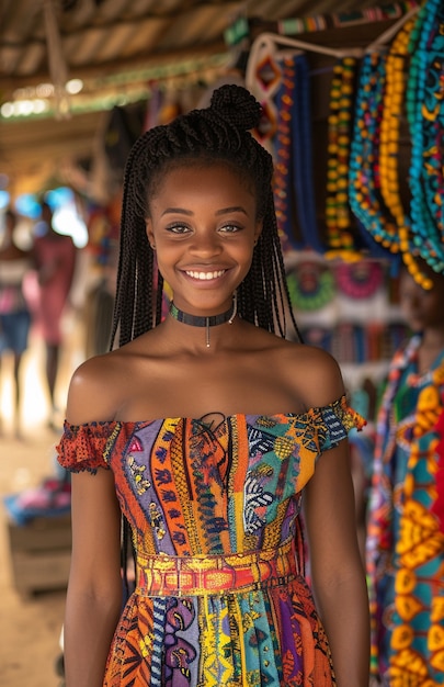 Medium shot beautiful african girl posing