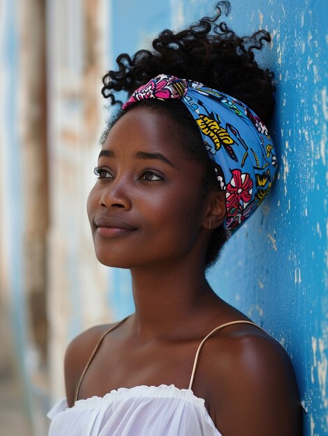 Medium shot beautiful african woman posing