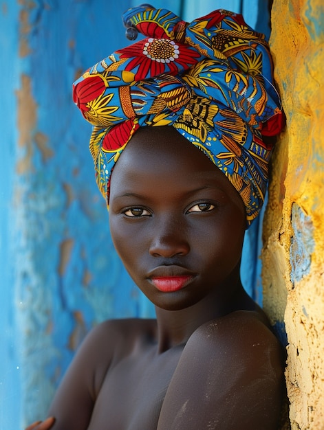 Medium shot beautiful african woman posing