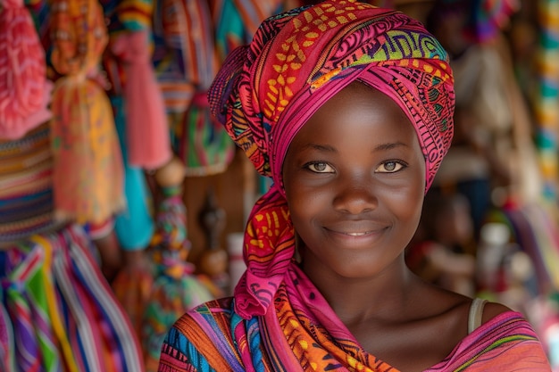 중간  아름다운 아프리카 여성 포즈