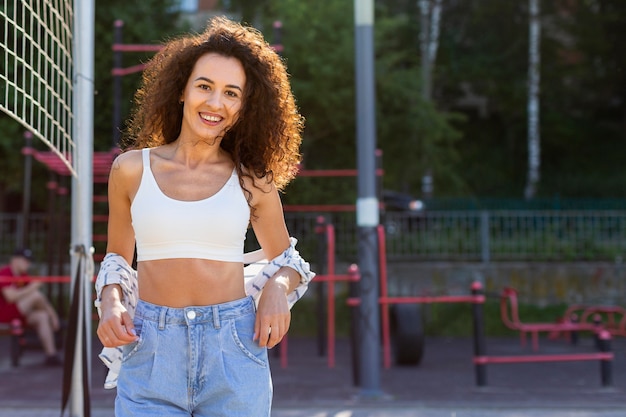 Medium shot beautiful girl smiling