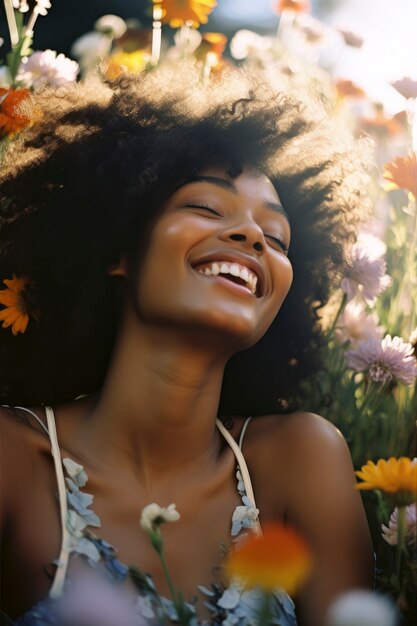 Medium shot beautiful woman in nature