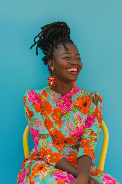 medium shot beautiful woman with braids