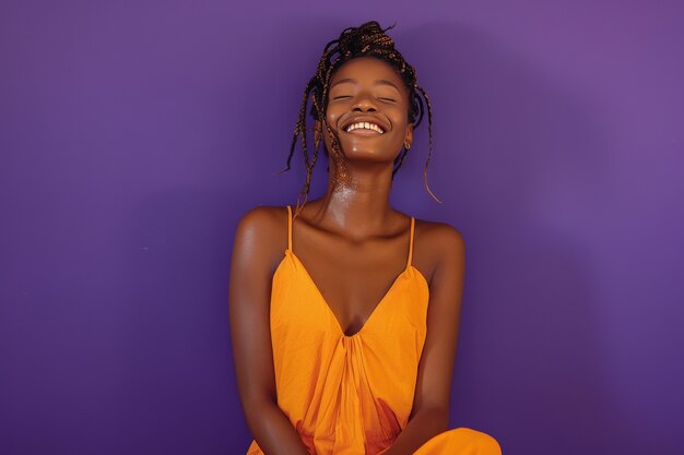 medium shot beautiful woman with braids