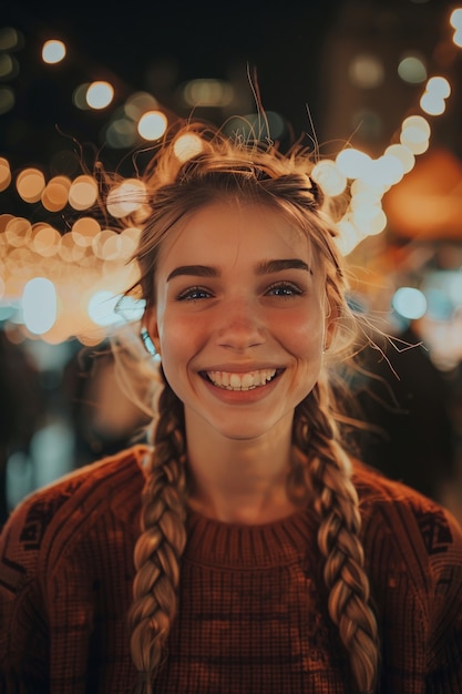 Free photo medium shot beautiful woman with braids