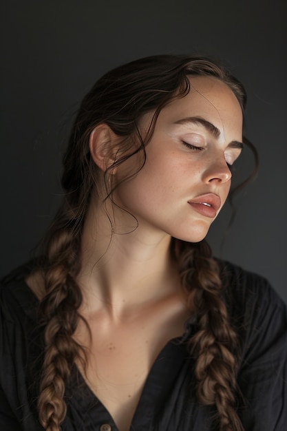 Free photo medium shot beautiful woman with braids