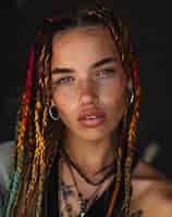 Free photo medium shot beautiful woman with braids