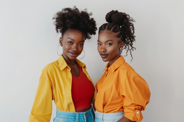 Medium shot black women posing together