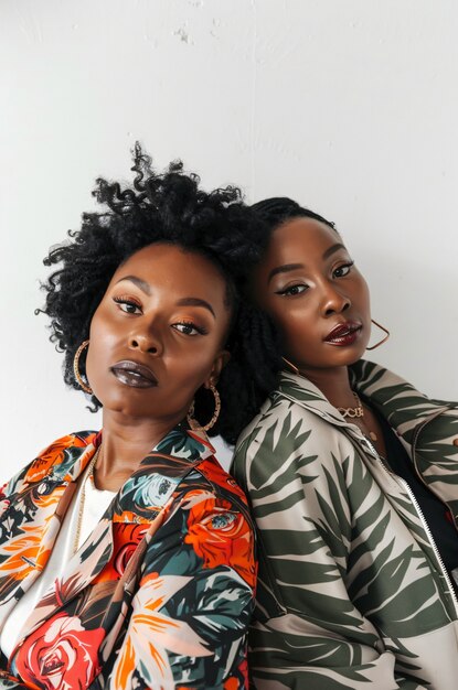 Medium shot black women posing together