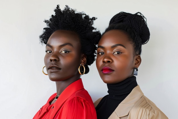 Medium shot black women posing together