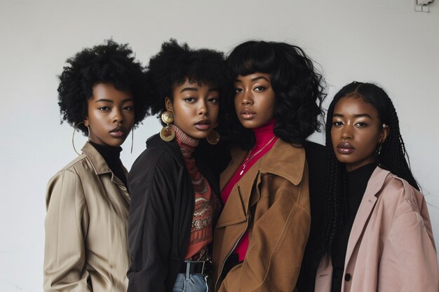 Medium shot black women posing together