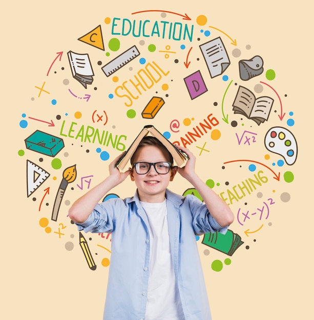 Free photo medium shot boy holding book