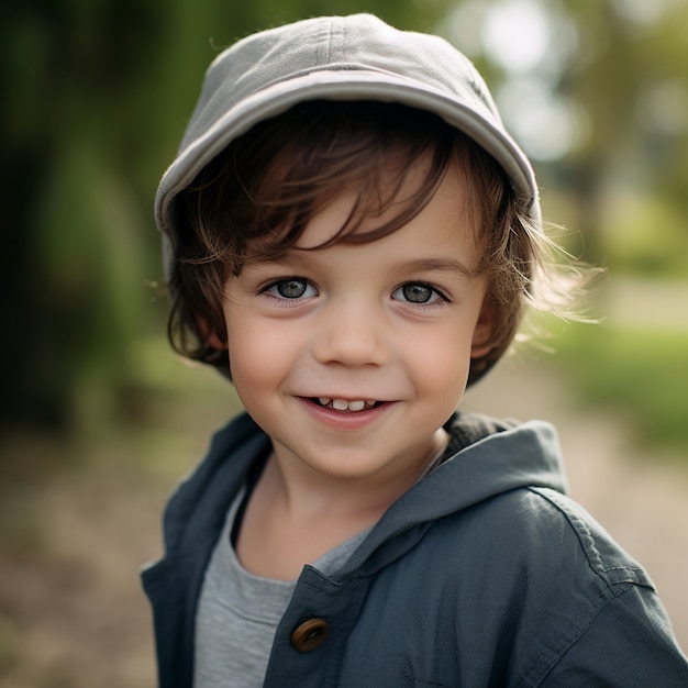 Free photo medium shot boy relaxing in nature