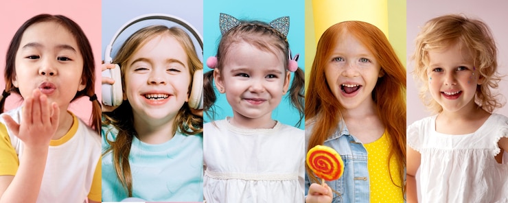 Free Photo medium shot collage of kids 