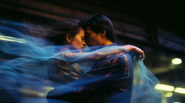 medium shot couple being romantic