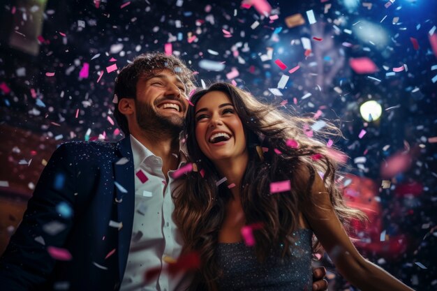 Medium shot couple celebrating new year