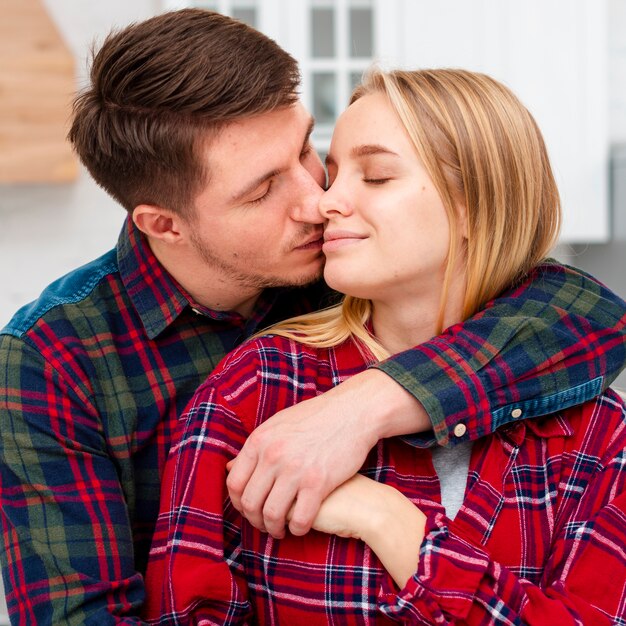 Medium shot couple in love on valentine's day