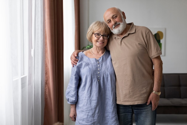 Medium shot couple posing together