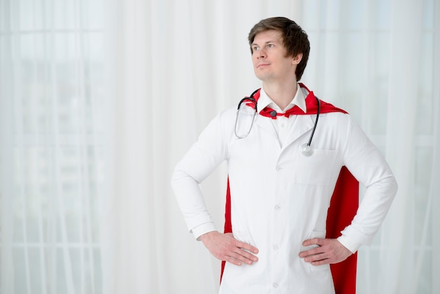 Medium shot doctor wearing lab coat