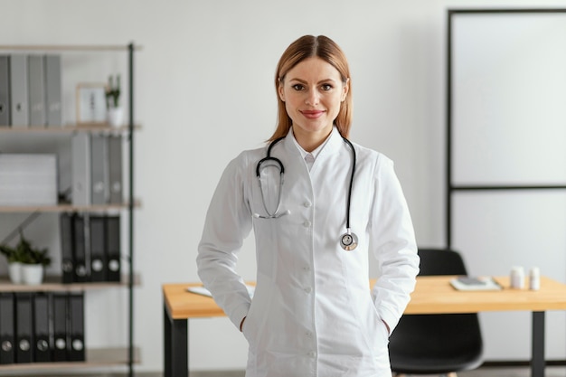 medium shot doctor with stethoscope