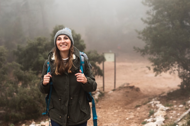 Medium shot excited woman in nature