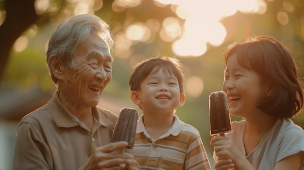 Free photo medium shot family with delicious chocolate