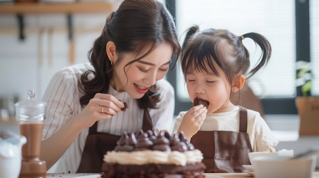 무료 사진 맛있는 초콜릿과 함께 중간  가족