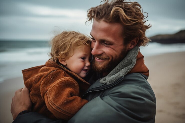 Free Photo medium shot father holding baby