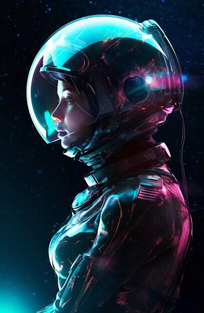 Medium shot female astronaut wearing spacesuit