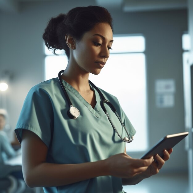 Medium shot female nurse at hospital