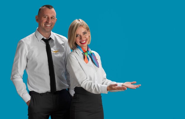 Medium shot  flight attendants posing together