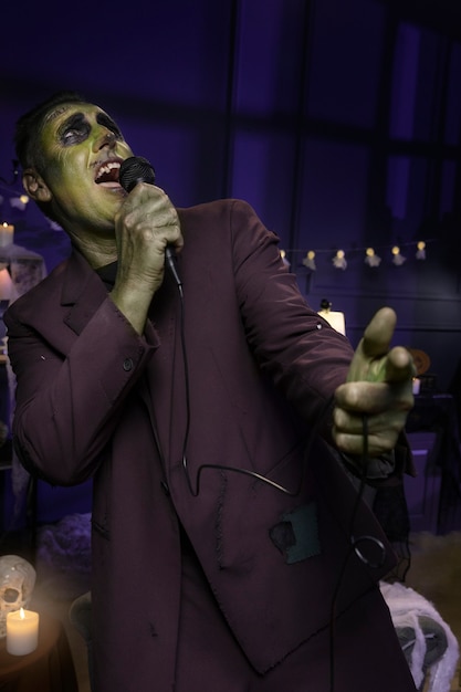 Medium shot frankenstein singing portrait