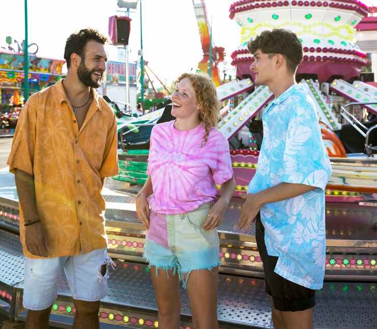 Free Photo medium shot friends at amusement park