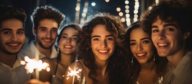 medium shot friends celebrating new year