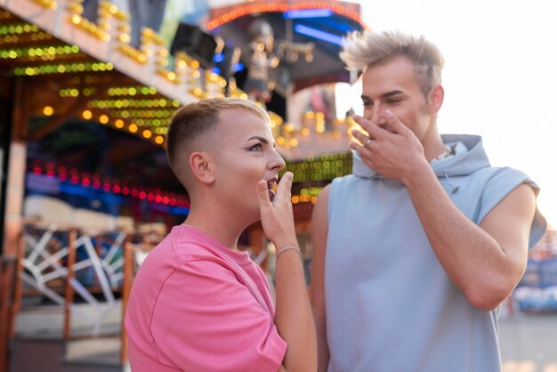 Medium shot friends laughing together