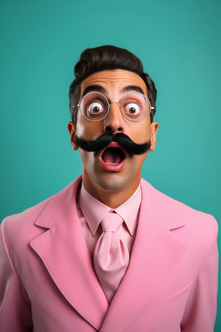 मुफ़्त फोटो medium shot funny man with mustache