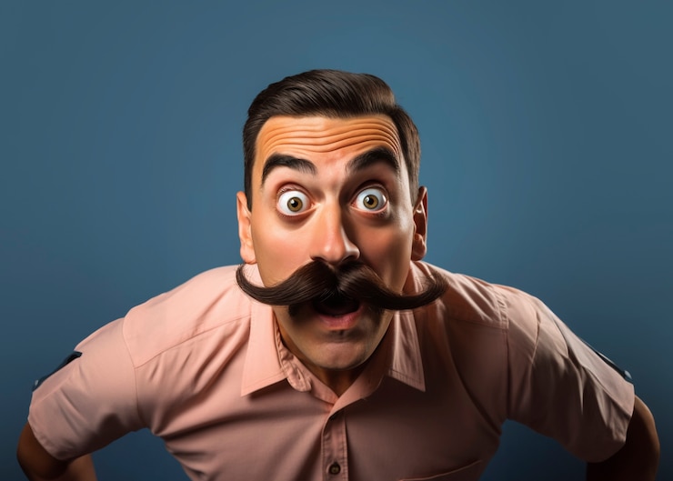 Free Photo medium shot funny man with mustache