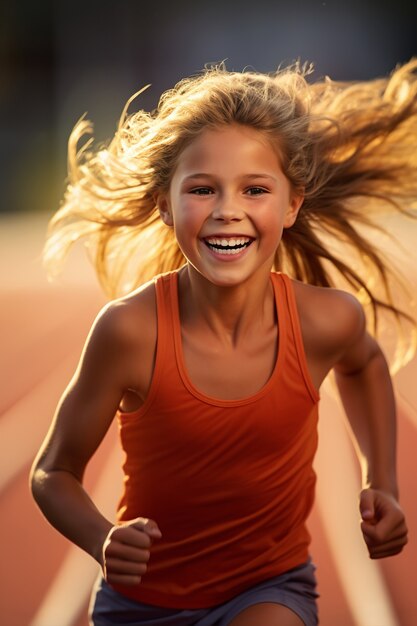 Medium shot girl doing sport