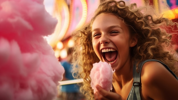 Foto gratuita ragazza di taglio medio che si diverte al carnevale