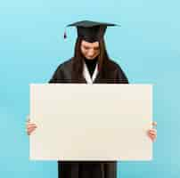 Free photo medium shot girl holding placard