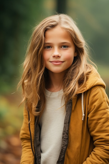 Medium shot girl posing in nature