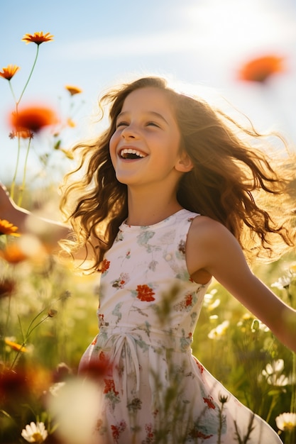 Free photo medium shot girl posing in nature