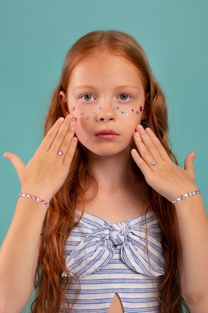 Medium shot girl posing with accesories