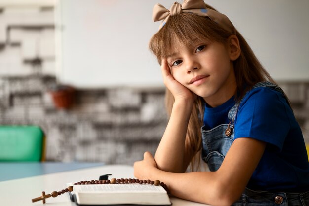 Medium Shot Girl At Sunday School