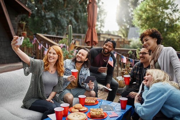 Medium shot happy people celebrating 4th of july