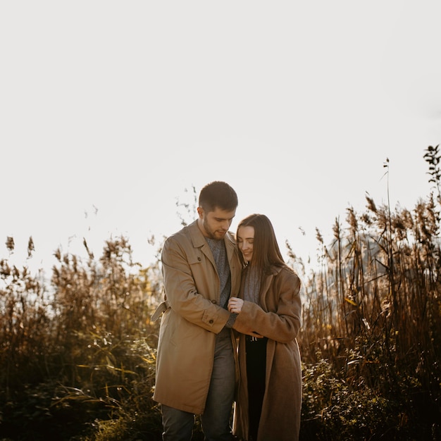 Medium shot happy romantic couple