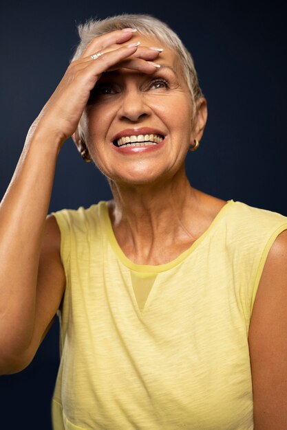 Medium shot happy woman portrait