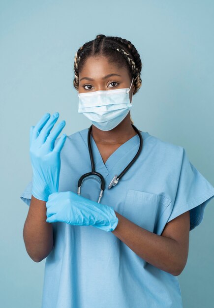 Medium shot health worker with mask