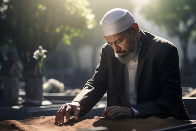 Medium shot islamic man grieving